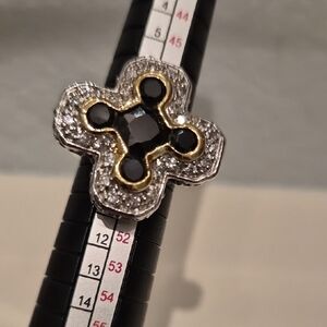 Two tone gold/silver 18K GE  Statement Cross ring